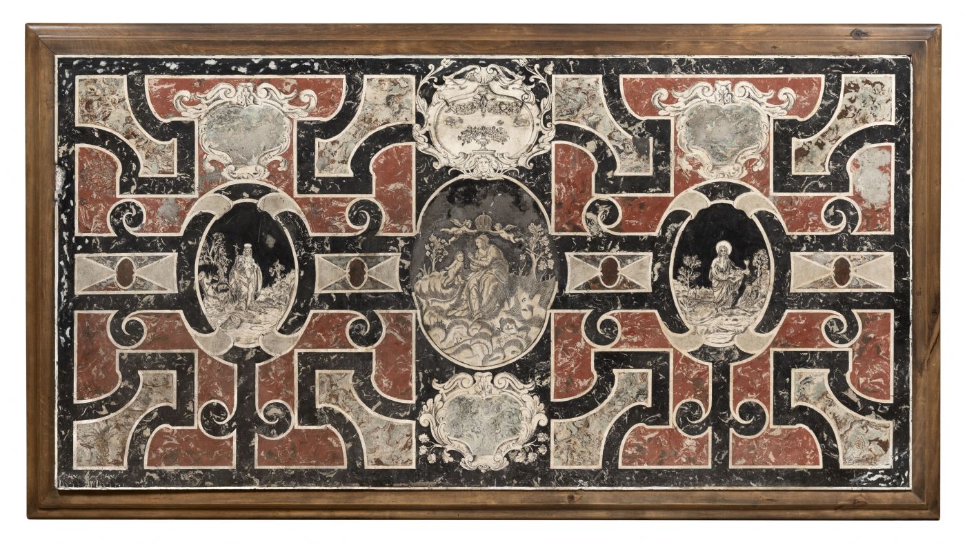 Devant d'autel en scagliola polychrome Carpi XVIIe siècle (Marco Mazelli, Carpi 1640)